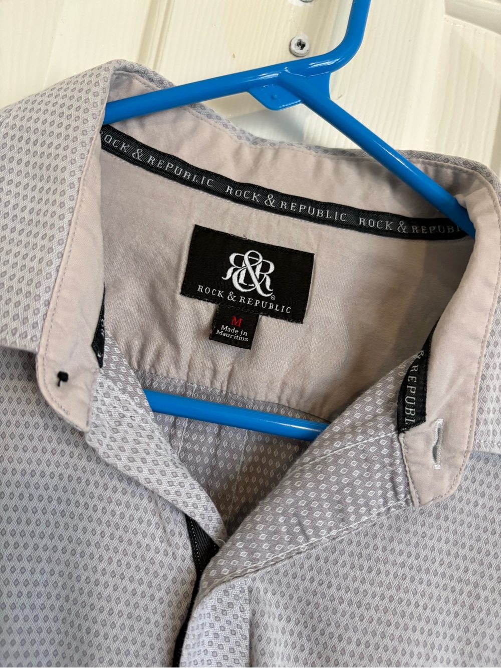 Rock & Republic Light Gray Patterned Men's Button-Up Shirt